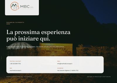 Pagina di chiusura con i contatti di MBC